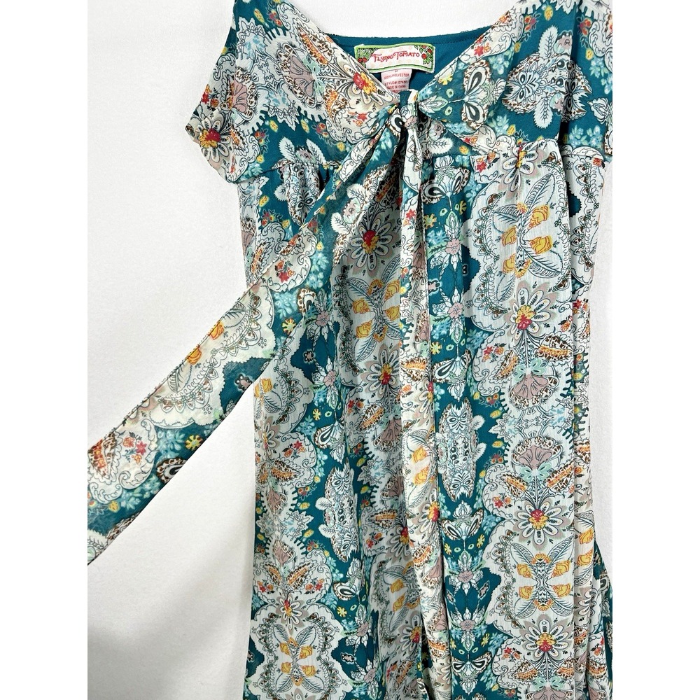 Flying Tomato‎ M Babydoll Dress Boho Printed Floral Tie Front - Picture 5 of 14